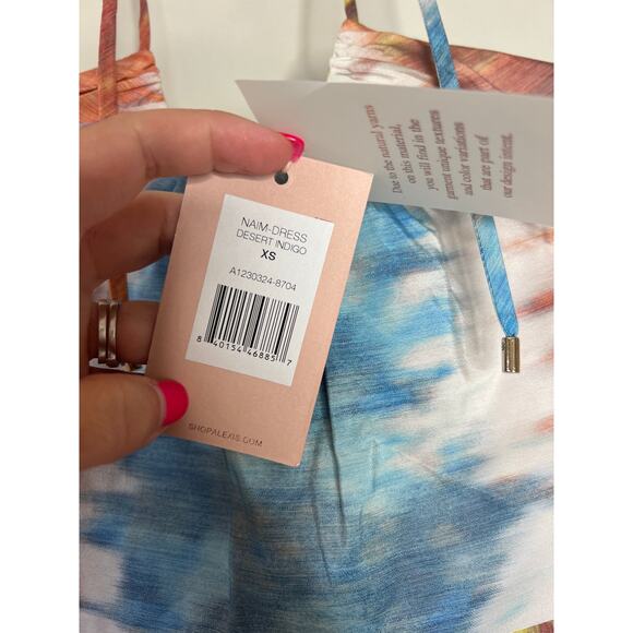 NWT Alexis Naim Dyed Halter-Neckline Open Back Minidress Desert Indigo Size: XS - Picture 5 of 10